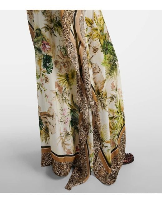 Elie Saab Metallic Savannah Printed Chiffon Kaftan