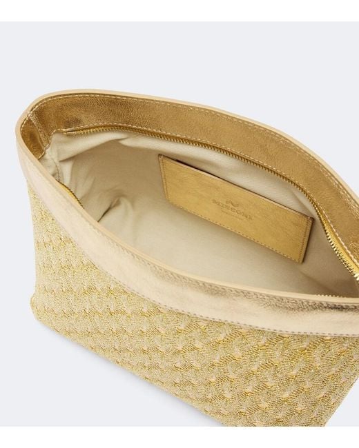 Missoni Natural Mini Leather-Trimmed Lame Pouch