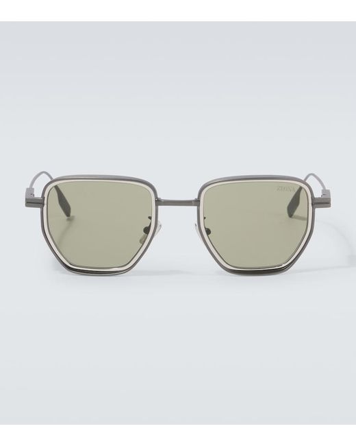 Zegna Brown Square Sunglasses for men