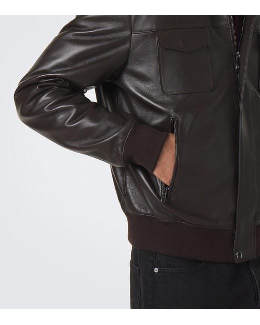 Dolce & Gabbana Black Leather Blouson Jacket for men