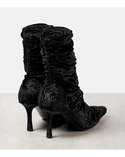 Jimmy Choo Black Lotta 85 Velvet Ankle Boots