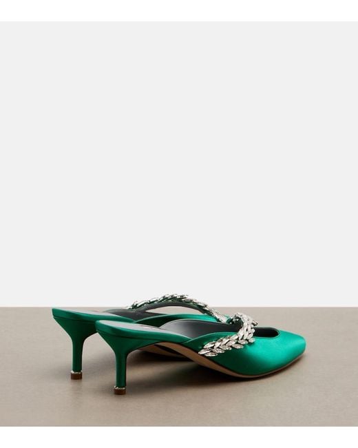 Balenciaga Green X Manolo Blahnik Embellished Satin Mules