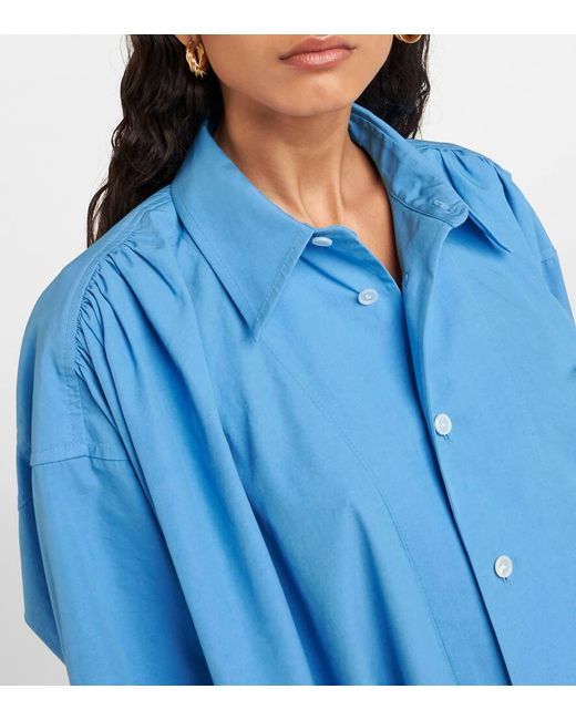 Camicia oversize in misto cotone di Bottega Veneta in Blue