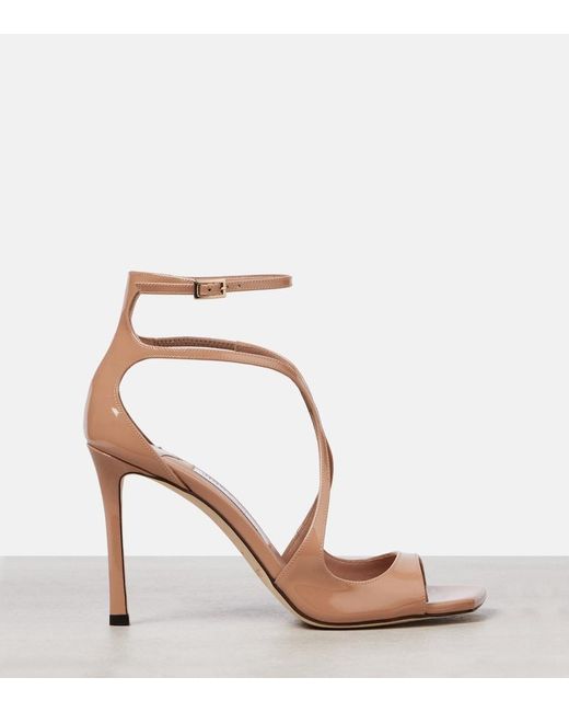 Jimmy Choo Natural Azia 95 Patent Leather Sandals
