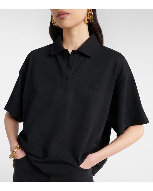 Saint Laurent Black Cassandre Polo Shirt