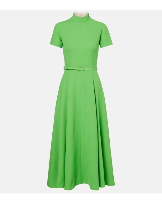 Emilia Wickstead Green Midikleid Camilla Aus Wolle