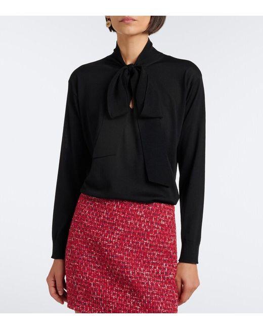 Valentino Black Bow-Detail Wool Sweater