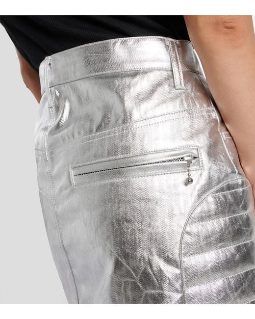 Junya Watanabe Gray Metallic-Effect Cotton Miniskirt