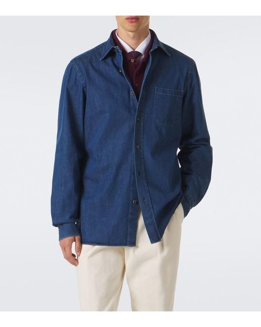 Rubinacci Blue Denim Shirt for men