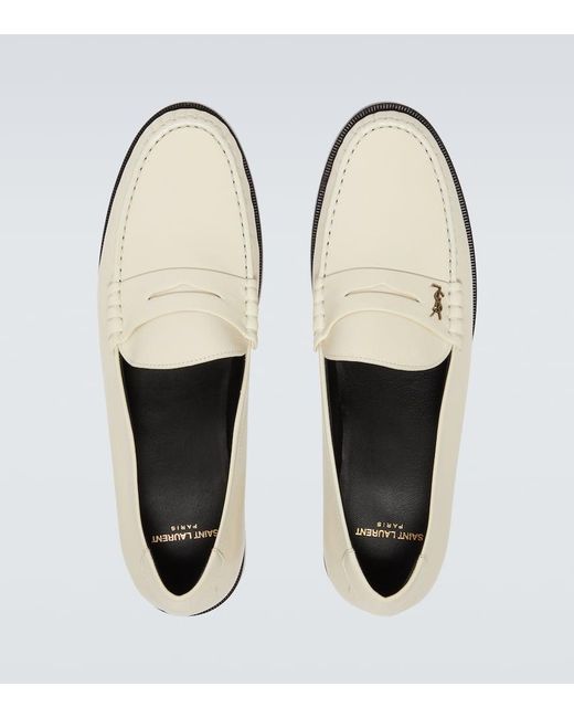 Saint Laurent White Le Loafer Leather Penny Loafers for men