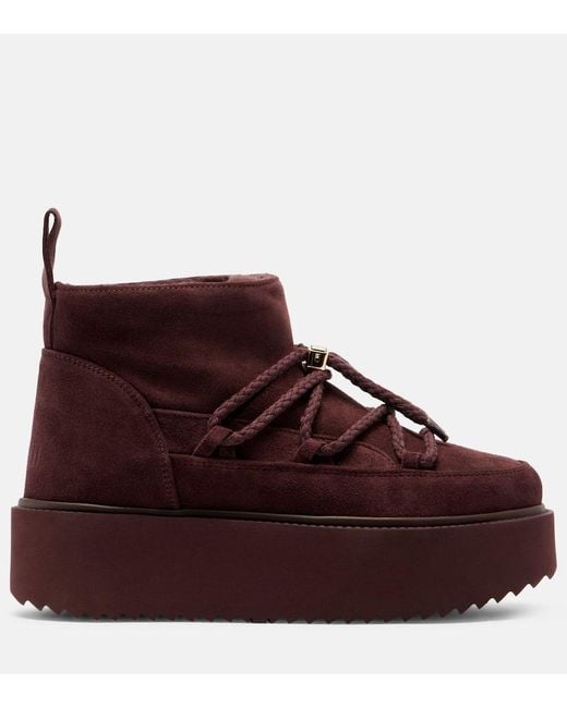 Inuikii Brown Classic Low Suede Platform Snow Boots