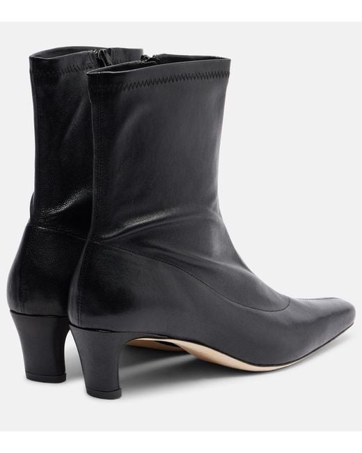 Staud Black Wally Leather Ankle Boots