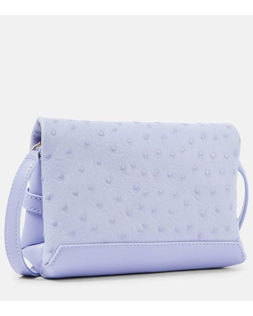 Victoria Beckham Blue Chain Mini Ostrich-effect Leather Shoulder Bag