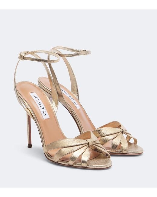 Aquazzura Soulmate Metallic Leather Sandals