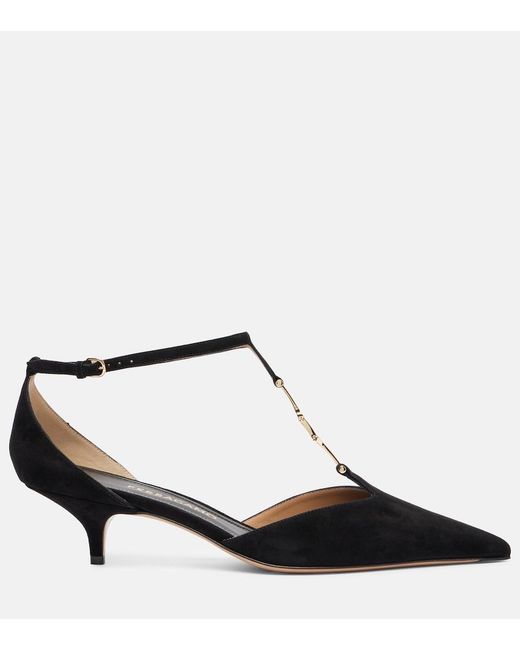Ferragamo Black Traci 40 Suede Pumps