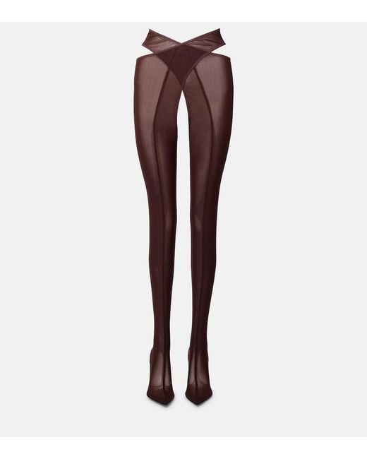The Attico Brown Cheopissima 105 Mesh Over-The-Knee Boots
