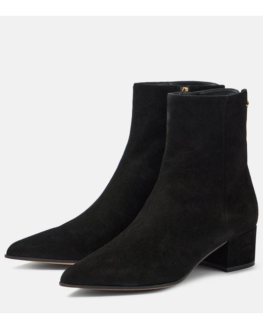 Gianvito Rossi Black Lyell 45 Suede Ankle Boots