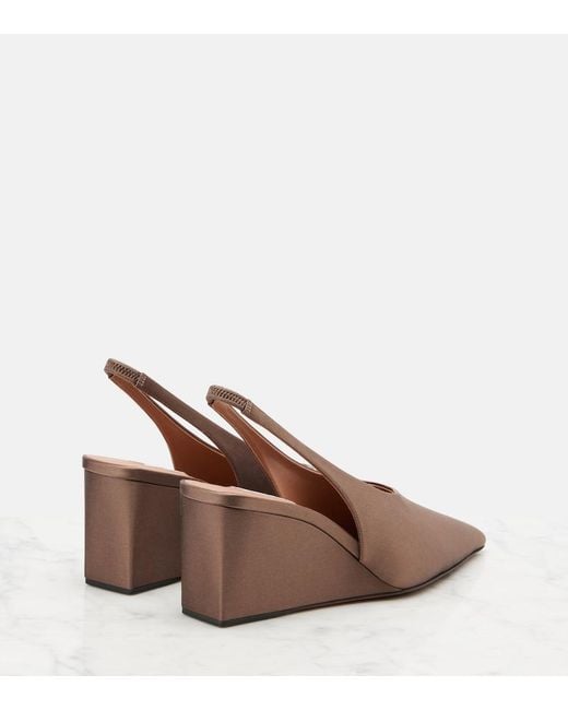 Alaïa Brown Cube 75 Satin Slingback Wedges