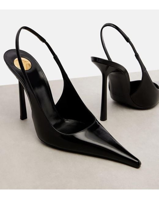 Saint Laurent Black Vendome 110 Leather Slingback Pumps