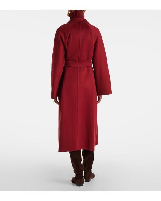 Max Mara Red Ludmilla Cashmere Wrap Coat