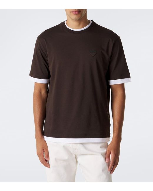 Prada Black Layered Cotton Jersey T-Shirt for men