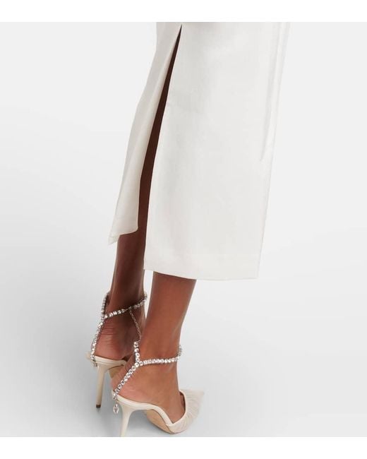 Alex Perry White Bridal Draped Crepe Satin Bustier Gown