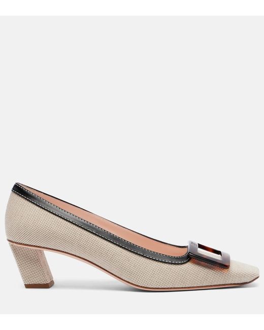 Roger Vivier Brown Belle Vivier 45 Canvas Pumps
