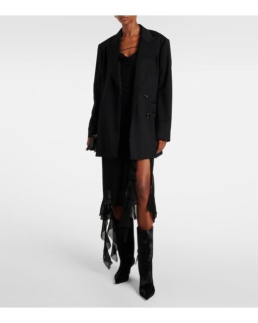 AMINA MUADDI Black Fiona 60 Calf Hair Knee-High Boots