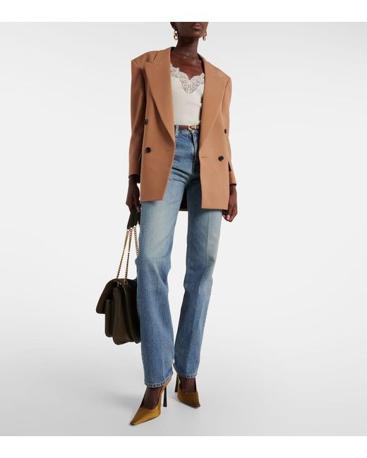 Jeans Regular A Vita Alta di Saint Laurent in Blue