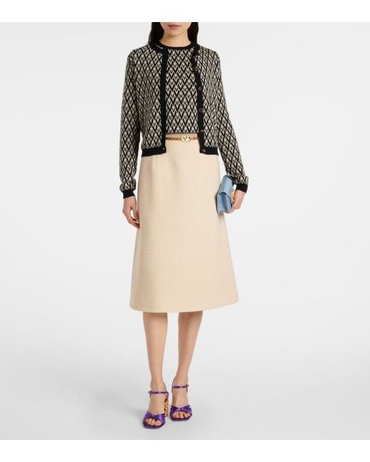 Valentino Black Toute La V Virgin Wool Cardigan