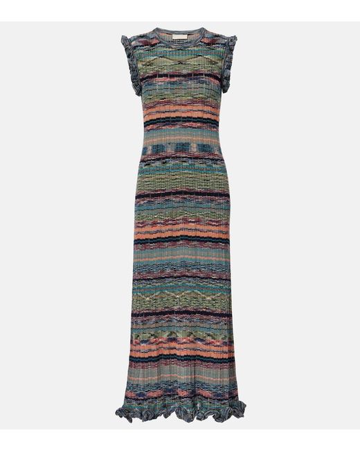 Vestido Midi Acanalado Ajak De Punto Ulla Johnson de color Gray