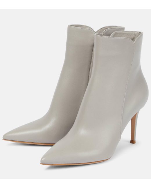 Gianvito Rossi Gray Levy 85 Leather Ankle Boots
