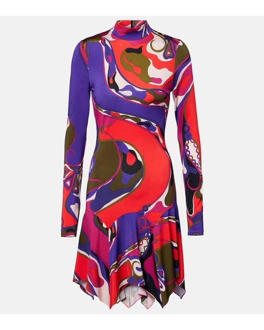 Emilio Pucci Red Minikleid Orchidee Aus Jersey