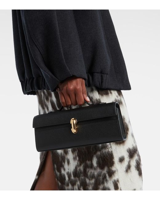 SAVETTE Black Slim Symmetry Leather Tote Bag