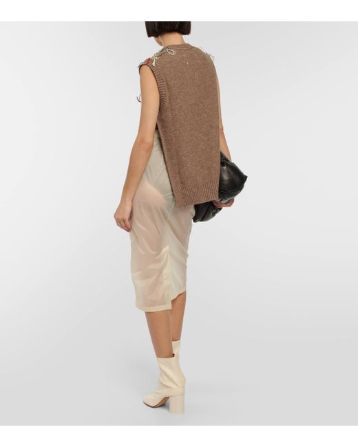 Maison Margiela Brown Jacquard Wool-blend Sweater Vest