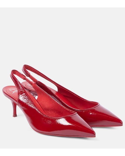 Christian Louboutin Red Slingback-Pumps Sporty Kate 55 Aus Lackleder