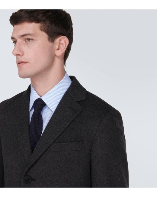 Zegna Black Wool And Cashmere-blend Coat for men