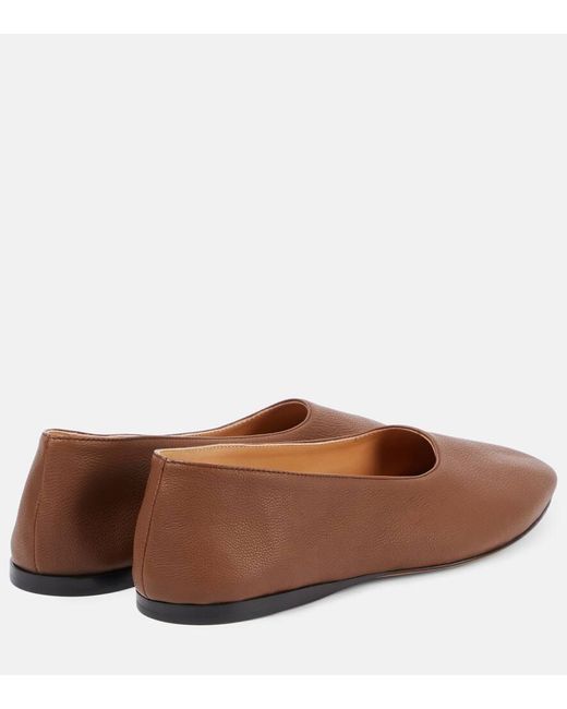 The Row Brown Awar Leather Ballet Flats