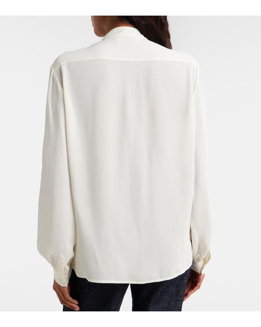 Tory Burch White Tie-Neck Georgette Blouse