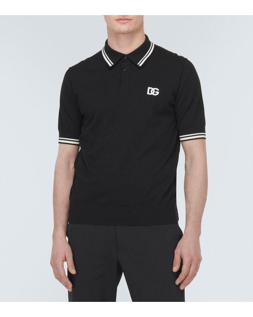 Dolce & Gabbana Black Cotton Polo Shirt for men