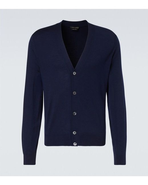 Tom Ford Blue Wool Cardigan for men
