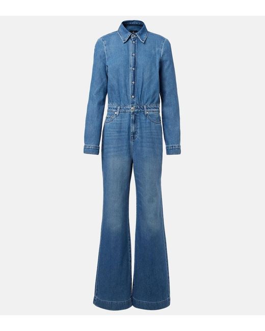 7 For All Mankind Blue Denim Jumpsuit