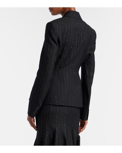 Erdem Black Pinstripe Wool Blazer
