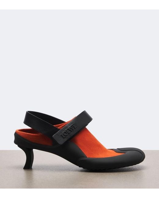 Loewe Red Dive Slingback Suede Pumps