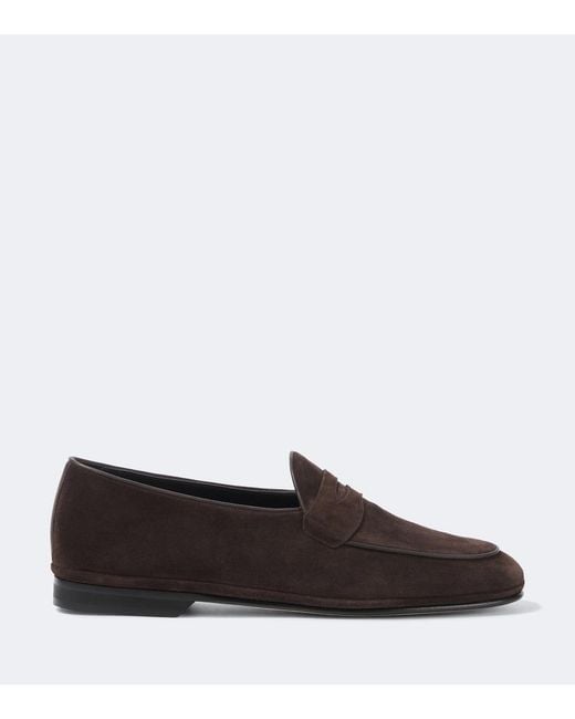 Rubinacci Brown Suede Loafers for men