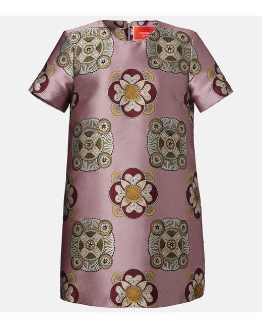 LaDoubleJ Pink Swing Satin Jacquard Minidress