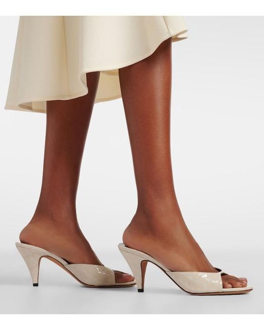 Jude White Haze Croc-Effect Patent Leather Mules