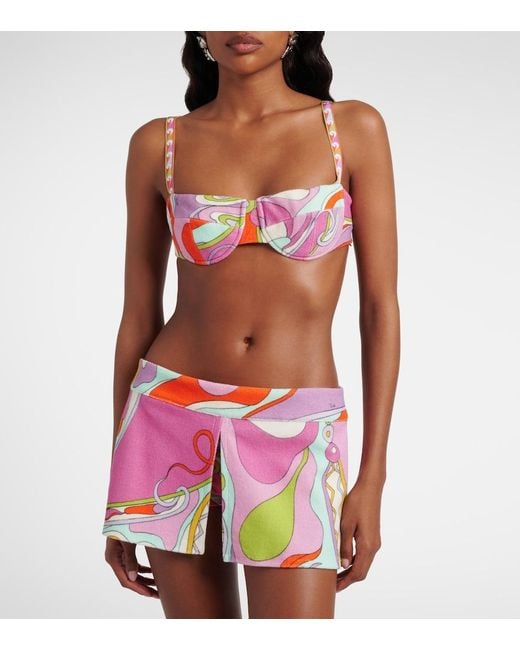 Emilio Pucci Pink Orchidee Cotton Terry Bikini Top