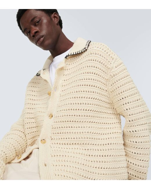 Alanui Natural Punti Summer Crochet Cotton-blend Cardigan for men