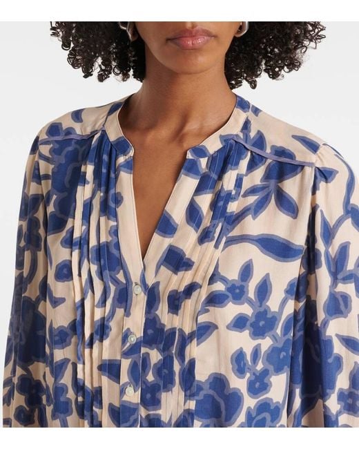 Velvet Blue Elda Printed Crepe Blouse